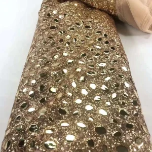 RTS 5Yds Per PC Luxury Ethnic Style Bridal Sequins Wedding Party African Embroidery Lace Fabric