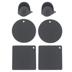 Kitchen Mitten Trivet Mats Set Silicone Oven Mitts