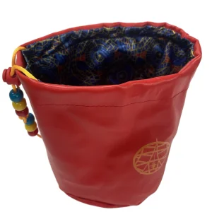 High Quality Recycled Leather Drawstring Bag Red Black Color Polyurethane Leather Bag