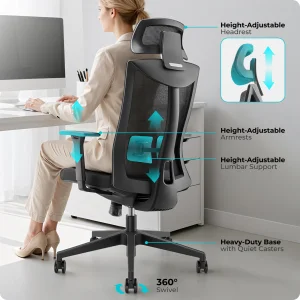 Modern Black Full Mesh Ergonomic Office Chair High Back Reclining Computer Desk Seat Height Adjustable Staff Task Chair For Home