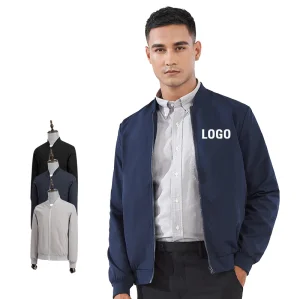 2024 Custom Casual High-Neck Polyester Soft Shell Cycling Bomber Jacket Winter Waterproof Outdoor Windbreaker Stand Zipper High