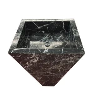 Verde Alpi Green Marble Floor Standing Pedestal Sinks