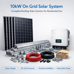 10kW on Grid Solar System with Solar Panels and Inverter for Residential Rooftop