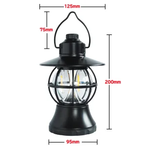 Portable Battery Operated LED Lantern Outdoor Camping ABS Body White/Black Tungsten Filament Emergency Searchlight IP65 Rated