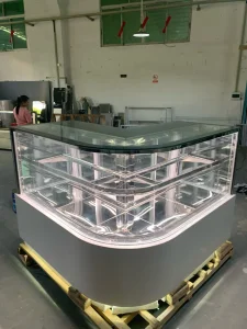 Corner Cake Display Cabinet for Refrigerated Bakery Showcases