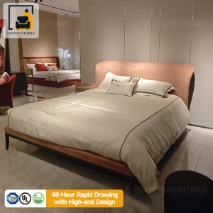 Diseño de Ingeniería de Resort Hotelero Muebles de Dormitorio de Lujo Estrella Cama Doble de Cuero Tapizado Tamaño King