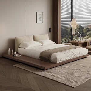 Bedroom Furniture Solid Wood Floating Platform Frame Queen King Size Low Bed Japanese-style Tatami Bed