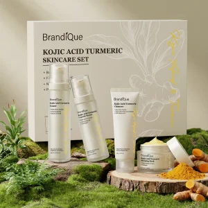 Private Label Kojic Acid Turmeric Skincare Set Niacinamide Glycolic Acid Serum Toner Cleanser Sleeping Mask Face Care