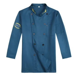 Chaqueta de chef unisex personalizada de manga larga para hombres, uniforme de trabajo de chef