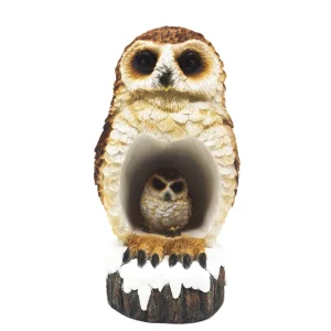 Cheap Solar-Powered Owl Tree Stump Statue