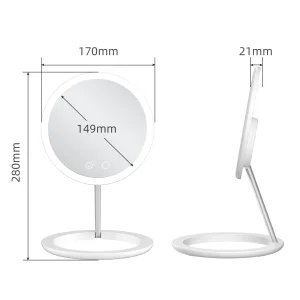 Hot-Sell Rotatable Foldable Travel LED Makeup Mirror - 3-Color Stepless Dimming, Magnetic Attachment, USB Rechargeable