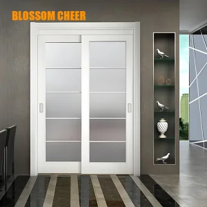 Painted Sliding Glass Double Door Leaf Linkage Into The Wall Pocket Door
