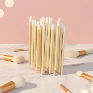 Cangli 1000 Pcs Disposable White Hair Nylon Lip Brushes Premium Wholesale Bamboo Handle Skin-friendly Makeup Eyelash Applicator