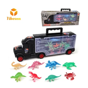 Promotion Cartoon Mini Marine Animal Dinosaur Transport Trailer Plastic Container Sliding Truck Toys for Children