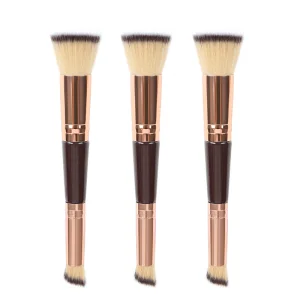 Brocha de Fundación de Doble Cabeza Brocha Plana para Crema BB Maquillaje Líquido
