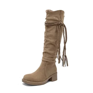 OEM Knee High Cowboy Boots Suede Chunky Heel Fleece-Lined Winter Company, Companies