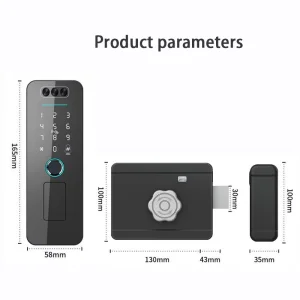 Smart Digital Lock with Aluminum Door Key Intelligent Password Tuya Face Fingerprint Rim Gate Smart Lock