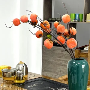 Best  Simulation Artificial Fruit Persimmon Branch Simulation Orange Artificial Persimmon For Home Decor Manufacturers, Supplier