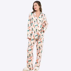 Custom Women's Pajamas Set Wine Bottles Printed