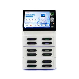 Public Area Mobile Charging Station Power Bank Rental Kiosk Advertising Display POS Terminal Fireproof Design QR Code Payment
