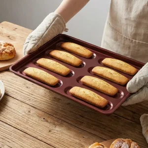 Premium 8 Cavity Hot Dog Baking Pan Tray Bun Professional Cater Non Stick Hotdog Tray