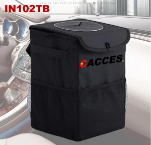 Car Bin with Lid,Car Trash Can,Foldable Car Trash Bag with Leakproof Interior Liner Storage Pocket,Car Storage,Garbage Can Adjustable Straps SUV/Car Accessories