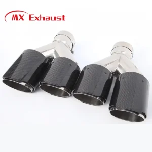 Universal Stainless Steel+Carbon Fiber 89mm*2 Y/H Style Exhaust Tips for Auto Exhaust Muffler System Modification