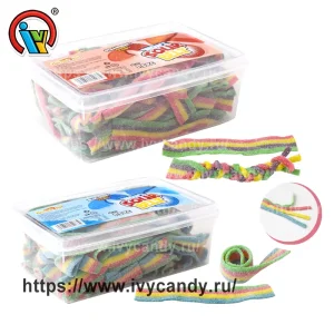OEM Фабрика-производитель лакричных конфет Rainbow Sour Belts, жевательных резинок для лакричных конфет, жевательных полосок для лакричных конфет Заводы, Производители