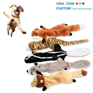 Unstuffed Plush Squeaky Dog Toy Set Woodland Animals