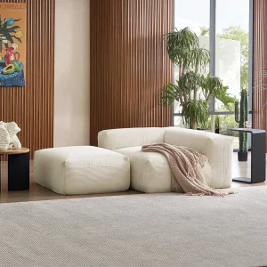 Luxury Corduroy Foam Sofa Corner Modular Sectional with Ottoman Compressed Sofa