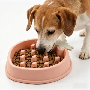 BPA Free PP Plastic Strawberry Design Slow Feeder Bowl Cute Shape Anti Choke Dog Bowl Non Slip Base Pet Puzzle Feeder for Dogs