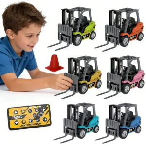 Wgnrc 295 1/64 Scale Mini RC Construction Vehicle Set, APP Control Mini RC Forklift Truck Toys, Small Desktop RC Drift Racing Car