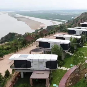 Large Space Capsule House 2 Bedroom with Kitchen and Balcony Prefabricated Mobile Luxury Villa Home