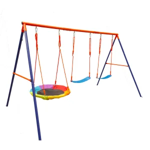 Kids Metal Swing With Saucer Playground Outdoor Metal 3Swing Set Children Garden Swing Toys