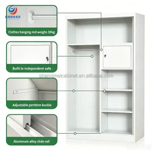 Modern Italian Design Steel Wardrobe with Sliding Doors