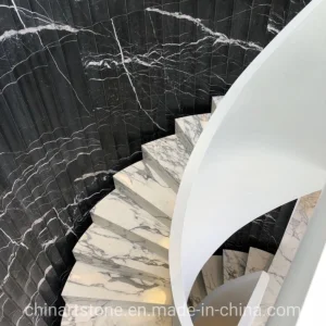 Nature Stone Flute Tile Nero Marquina Black Marble for Spiral Stair Wall Bathroom Tile