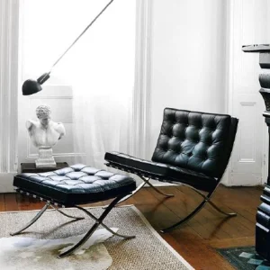 Top Grain Leather Lounge Chair Solid Wood Armchair