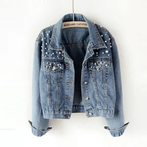 Fall Women Clothes Custom Logo Short Denim Jacket