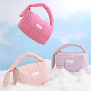 Custom Unisex Luxury Quilted Puffy Nylon Makeup Bag