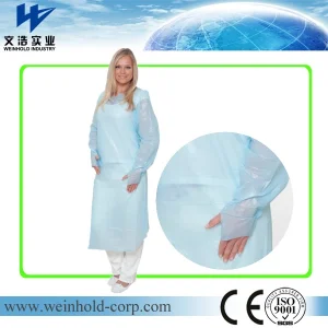 Disposable Medical Surgical Protective Isolation CPE Gown Coverall with Thumb Hook