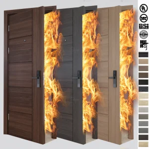 China Top Manufacturer Custom Interior Soundproof Fireproof Wood Door and Wood Frame for Apartment Hotel Fire Rated Wooden Fire Doors