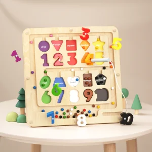 Wooden Montessori Educational Toys for Toddlers 1-3 Years Sensory Number Shape Magnetic Maze