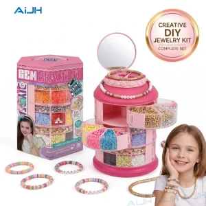 AiJH DIY Bead Bracelet Educational Handmade Necklace Jewelry Beaded Rope Braided Children's Girls Jewelry Making Kit Wholesale Toys