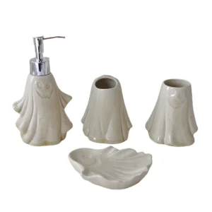 Custom Halloween Ghost - Shaped Ceramic 4 - Piece Bathroom Accessory Set Exporters, Company