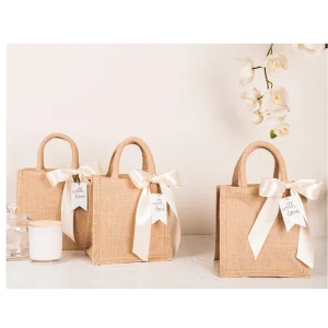 Small Jute Burlap Gift Bag Wedding Favor Eco Friendly Party Bag Custom