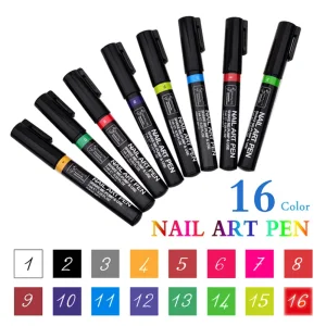 16 Color Nail Art Painting Pen Tool