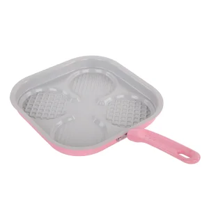 Convenient 4 in 1 Aluminum Ceramic Coated Burger Patty Press Frying Pan