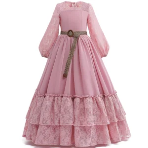 Girls Halloween Vintage Lace Princess Long Dress
