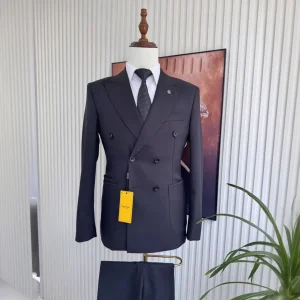 Men's Fashionable Single Breasted Slim Fit Tuxedo Blazer 2-Piece Set