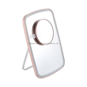 Portable Rose Gold LED Lighted Travel Desktop Make up Mirror